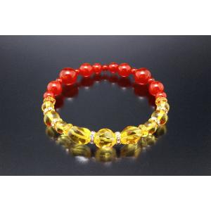 金運・元気ブレス 黄水晶 赤メノウ パワーストーン ブレスレット メンズ レディース 効果 ハンドメ...