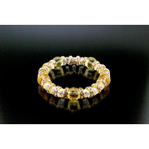オーロラクォーツ黄水晶ブレス 白水晶 黄水晶 パワーストーン ブレスレット メンズ レディース 効果...