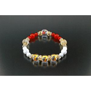 スリーセブン大当たりブレス 白水晶 金針水晶 赤メノウ ハウライト パワーストーン ブレスレット メ...