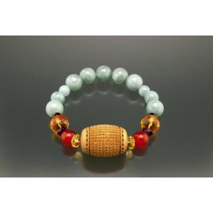 般若心経ご利益ブレス 黄水晶 アメジスト 赤メノウ 翡翠 パワーストーン ブレスレット メンズ レデ...