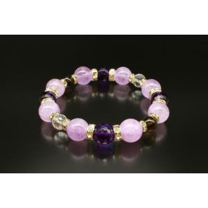 ラベンダーアメジスト ブレスレット 14mm 17〜19.5cm M〜LL サイズ
