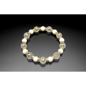 チタン九頭馬・上手く行くブレス 白水晶 黄水晶 ホワイトオニキス パワーストーン ブレスレット メン...