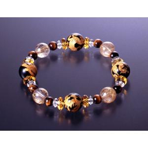 四神獣・オニキス針水晶ブレス 虎目石 タイプ  オニキス 金針水晶 虎目石 白水晶 黄水晶 パワース...