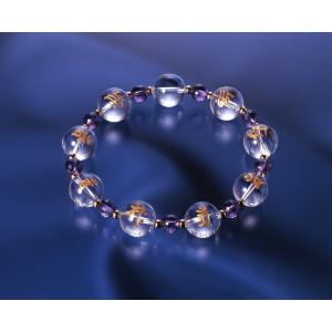 アクアマリン幸せ水晶ブレス  白水晶 紫水晶 アクアマリン パワーストーン ブレスレット 送料無料 ...