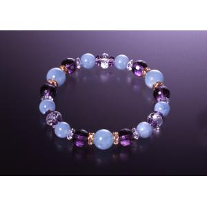 アクアマリン招福アメジストブレス  白水晶 アメジスト アクアマリン パワーストーン ブレスレット ...