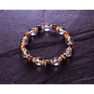 順風満帆・九頭馬ブレス　虎目石タイプ　白水晶 虎目石 パワーストーン ブレスレット 送料無料 メンズ...