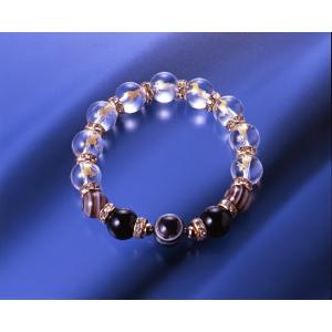 天眼水晶・九頭馬ブレス　白水晶 天眼石 オニキス パワーストーン ブレスレット 送料無料 メンズ レ...