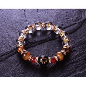 七梵字オニキス宝石ブレス　白水晶 虎目石 赤メノウ オニキス パワーストーン ブレスレット 送料無料...