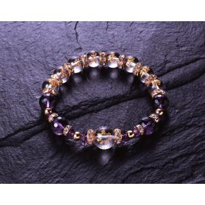 七梵字水晶アメジストブレス　白水晶 アメジスト パワーストーン ブレスレット 送料無料 メンズ レデ...