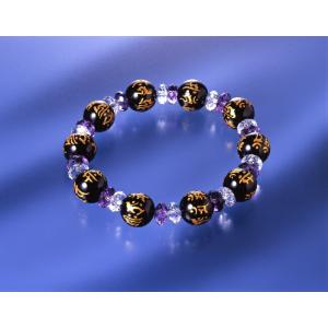 守護・七梵字ブレス　白水晶 アメジスト オニキス パワーストーン ブレスレット 送料無料 メンズ レ...