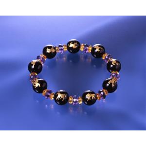 九頭馬オニキス開運ブレスレット　黄水晶 アメジスト オニキス パワーストーン ブレスレット 送料無料...