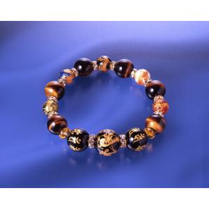 四神獣・梵字・龍珠合体ブレス　黄水晶 虎目石 赤メノウ 緑メノウ オニキス パワーストーン ブレスレ...