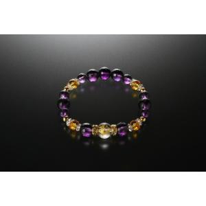 龍神守護アメジストブレス　白水晶 黄水晶 アメジスト パワーストーン ブレスレット 送料無料 メンズ...