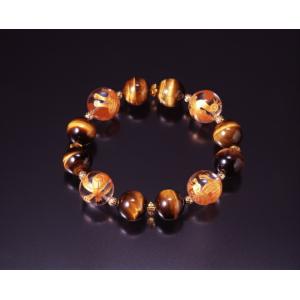 四神獣・ タイガーアイ大玉ブレス　白水晶 黄水晶 虎目石 パワーストーン ブレスレット 送料無料 メ...