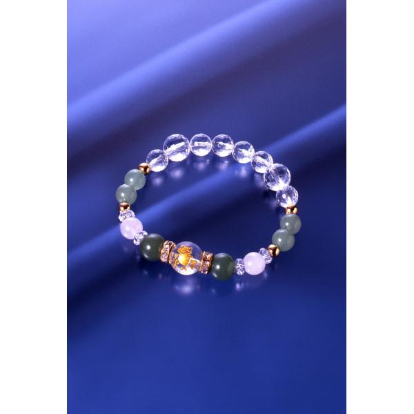 無事かえるブレスレット　白水晶 ローズクォーツ アベンチュリン パワーストーン ブレスレット メンズ...