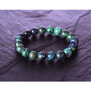 アジュマラカイト・レアストーンブレス ラウンドタイプ　アジュライトマラカイト パワーストーン ブレス...