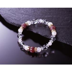 パープルサファイア幸せブレス　白水晶 ローズクォーツ パープルサファイア パワーストーン ブレスレッ...