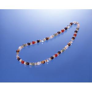 マルチカラー宝石ネックレス 白水晶 黄水晶 アメジスト 虎目石 赤メノウ ローズクォーツ スモーキー...