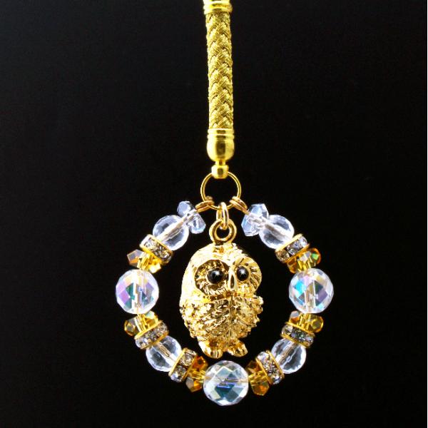 お願い福朗ストラップ 白水晶 黄水晶 パワーストーン ストラップ メンズ レディース 効果 ハンドメ...