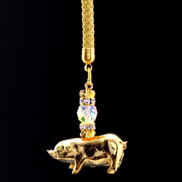 トントン拍子・幸運豚ストラップ ルナフラッシュ 黄水晶 パワーストーン ストラップ メンズ レディー...