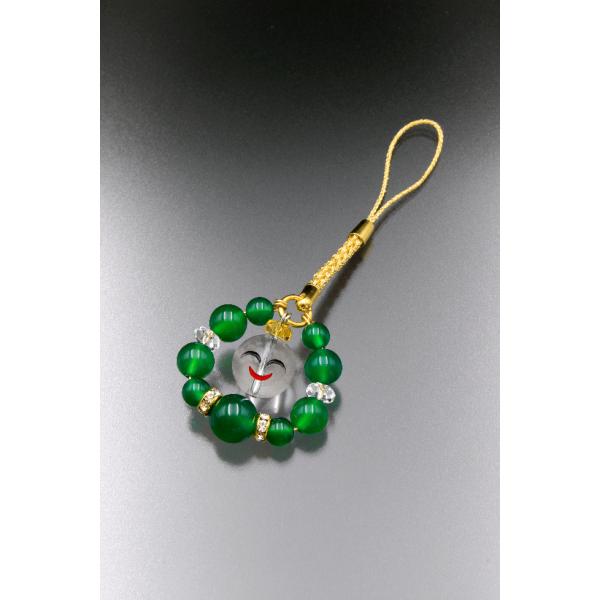 ストレス解消にこにこストラップ 白水晶 黄水晶 緑メノウ パワーストーン ストラップ メンズ レディ...