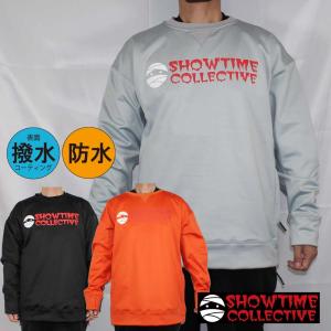 正規品 撥水トレーナー SHOWTIME COLLECTIVE グラトリ ボンデッドトレーナー クルーネック トレーナー スノボ ウェア CN23-002 BAR LOGO ドロップショルダー｜screamer