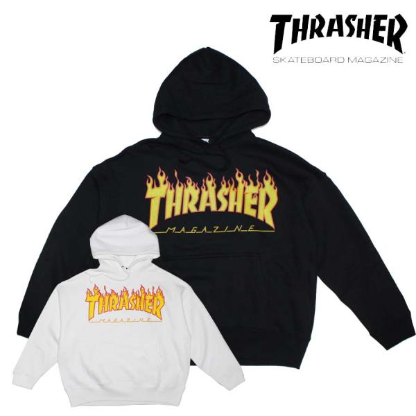 正規品 THRASHER スラッシャー ゆったり ワイドボディ パーカー FLAME LOGO TH...