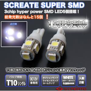 (通常便) T10ウェッジ 3チップ 5SMD LEDバルブ ホワイト 20個｜screate-shop2