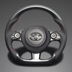FEGGARI プリウスPHV GR SPORT(ZVW52) ステアリング ブラックカーボン調 x PVCレザー x レッドユーロステッチ / LS241 フェガーリ