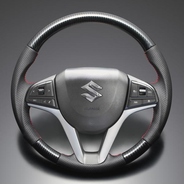 FEGGARI 4代目ソリオ MA27/37S ステアリング ブラックカーボン調 x PVCレザー(...