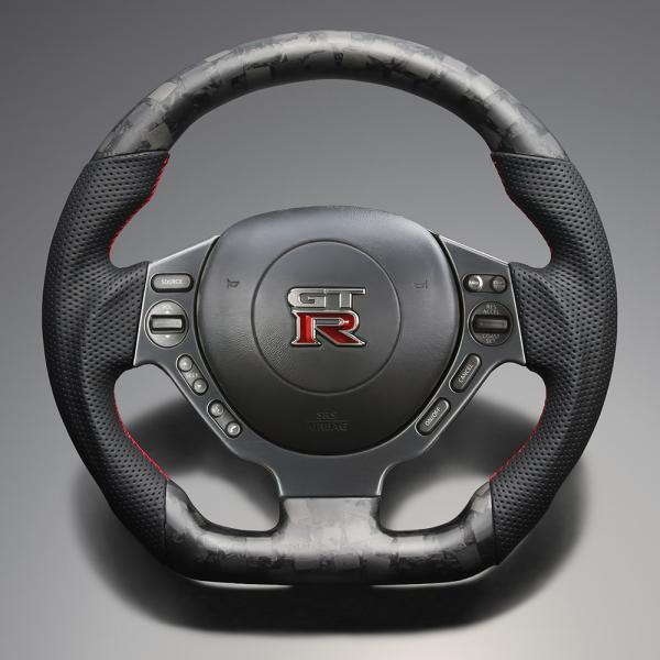 FEGGARI GT-R R35 ステアリング マットフォージッドカーボン x 本革(ダークグレー)...