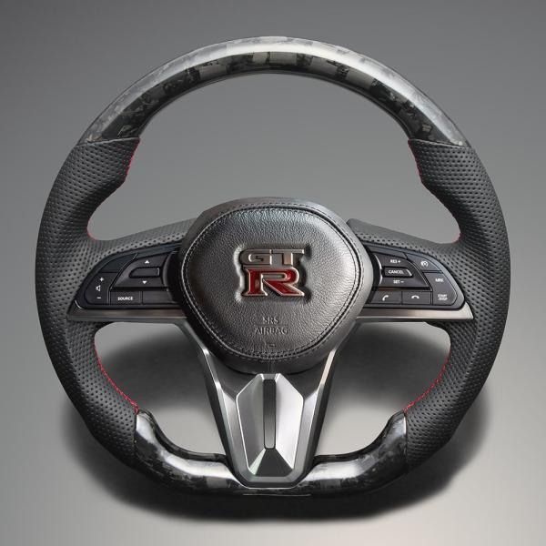 FEGGARI GT-R R35 ステアリング クリアフォージッドカーボン x 本革(ダークグレー)...