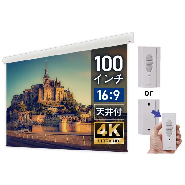 シアターハウス プロジェクタースクリーン 遠距離操作電動スクリーン ケース付き (16：9)ワイド ...