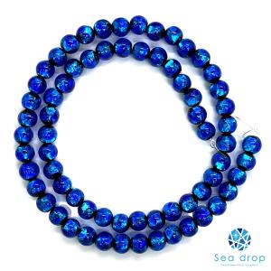Sea drop ホタルガラス ブルー 6mm 一連 40cmビーズ 光る 蓄光タイプ 青色 とんぼ玉 [005tt-06]｜sea-drop