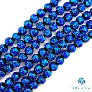 Sea drop ホタルガラス ブルー 10mm 一連 40cmビーズ 光る 蓄光タイプ 青色 とんぼ玉 [005tt-10]｜sea-drop