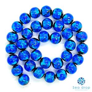 Sea drop ホタルガラス ブルー 12mm 一連 40cmビーズ 光る 蓄光タイプ 青色 とんぼ玉 [005tt-12]｜sea-drop
