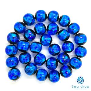 Sea drop ホタルガラス ブルー 14mm 一連 40cmビーズ 光る 蓄光タイプ 青色 とんぼ玉 [005tt-14]｜sea-drop