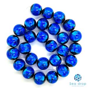 Sea drop ホタルガラス ブルー 16mm 一連 40cmビーズ 光る 蓄光タイプ 青色 とんぼ玉 [005tt-16]｜sea-drop