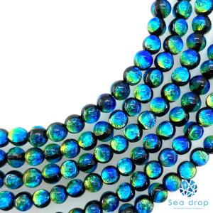 Sea drop ホタルガラス ケラママリン 6mm 半連 20cmビーズ 光る 蓄光タイプ とんぼ玉 [019htt-06]｜sea-drop