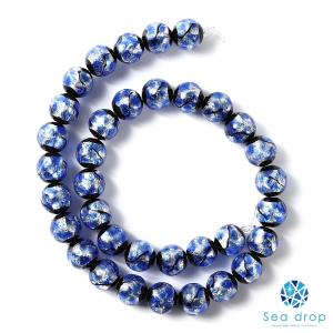 Sea drop ホタルガラス ブルーホワイト 12mm 一連 40cmビーズ 光る 蓄光タイプ 青色 とんぼ玉 [118tt-12]｜sea-drop
