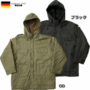 ドイツ軍タイプ ライナー付き フィールドパーカー 新品 OD ブラック JP040YN パーカーコート ミリタリーコート ボアライナー モッズコート