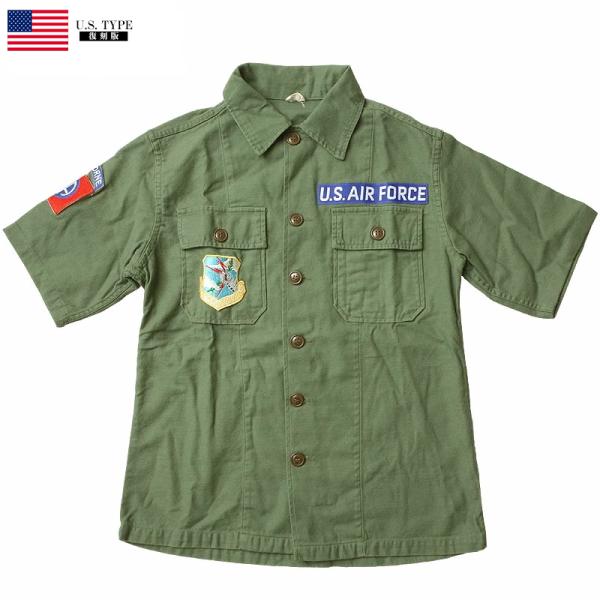 米軍タイプ OG-107ファティーグシャツ 半袖『AIR FORCE』B ミリタリーシャツ #JS1...