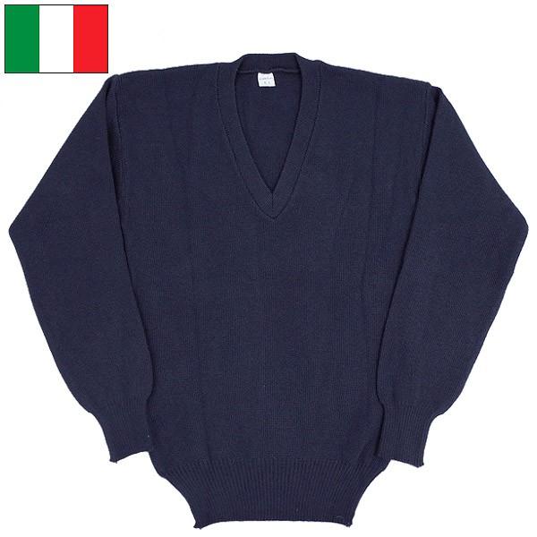 イタリア軍 Vネックセーター ネイビー デッドストック JW049NN