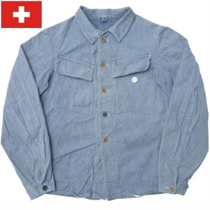 スイス軍 デニムジャケット ブルー オールドスタイル USED｜seabees