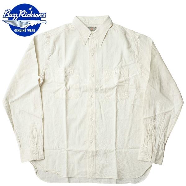 BUZZ RICKSON&apos;S バズリクソンズ #BR25996 ホワイト シャンブレー ワークシャツ...
