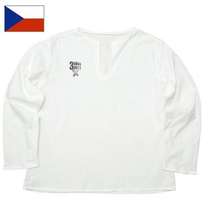 1点ならメール便可 チェコ軍 パジャマシャツ ホワイト デッドストック スリーピングシャツ カジュアルシャツ 薄手シャツ 白シャツ メンズ｜seabees