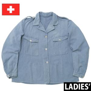 スイス軍 デニムジャケット ブルー オールドスタイル USED JJ184UN