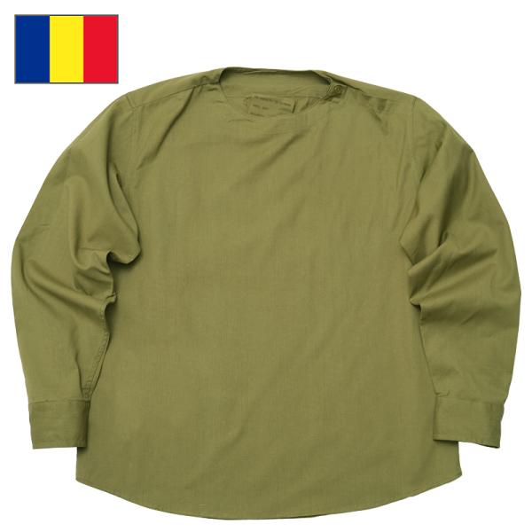 メール便可 ルーマニア軍 スリーピングシャツ 長袖 オリーブ デッドストック JS149NN