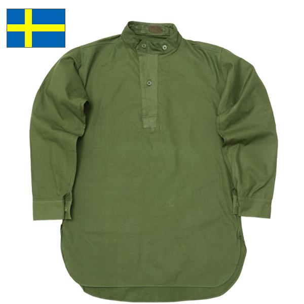 スウェーデン軍 M-55 スタンドカラー プルオーバーシャツ 初期モデル 長袖 デッドストック JS...