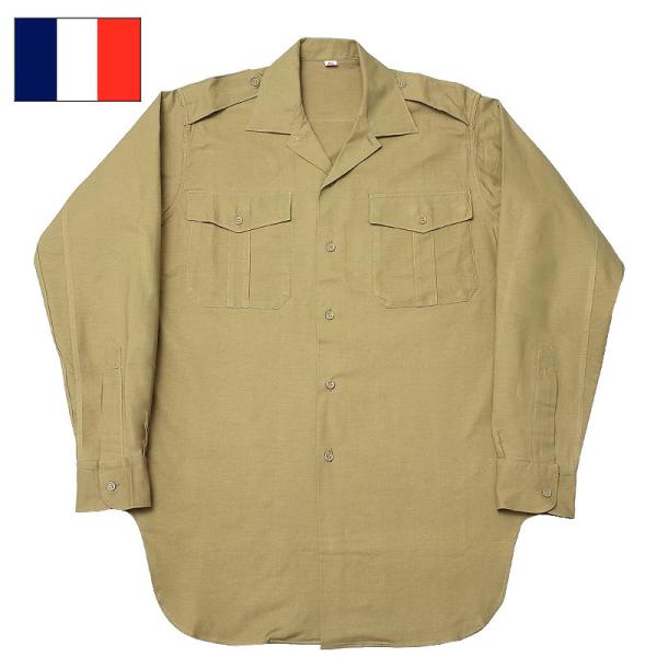 フランス軍 M47 チノシャツ ラウンドボトム 長袖 デッドストック JS157NN 実物ミリタリー...